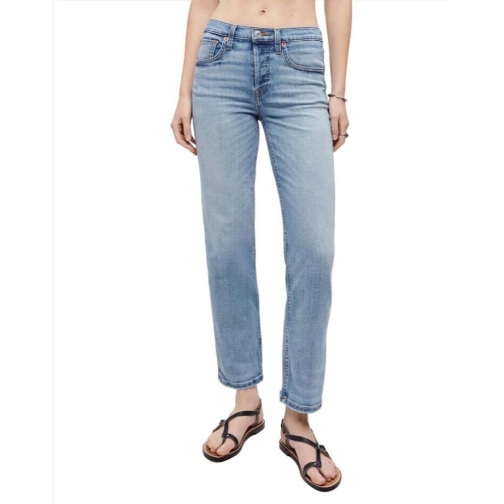 RE/DONE Mid Rise Stove Pipe Ankle Size 27 Stretch NWT Jeans Hacienda Blue NEW